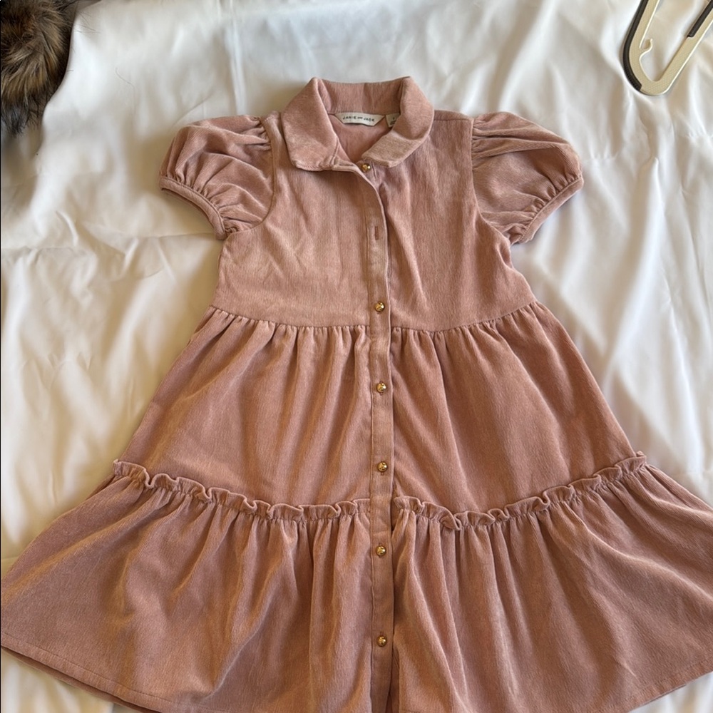 Janie and Jack Pink Tiered Sundress with Puff Sleeves